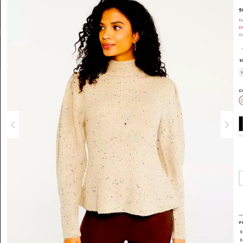 NWT Ann Taylor Puff Sleeve Peplum Sweater Size XXL